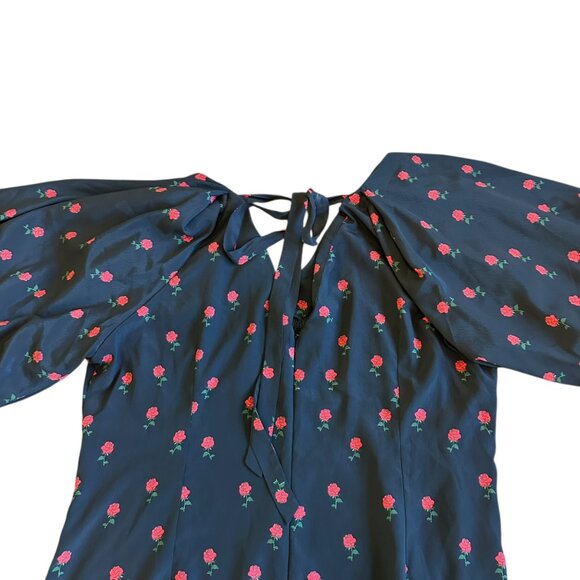 Never Fully Dressed Valentina Puff Sleeve Maxi Dress Rose Print Size 16 Women's - Picture 12 of 16